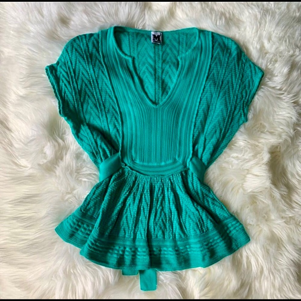 M by Missoni Cap Sleeve V-Neck Knit Top Sz S (40)